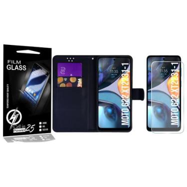 Imagem de Capa Flip Carteira + 2 Películas Vidro Moto G22 XT2231 6.5 - Cell In P
