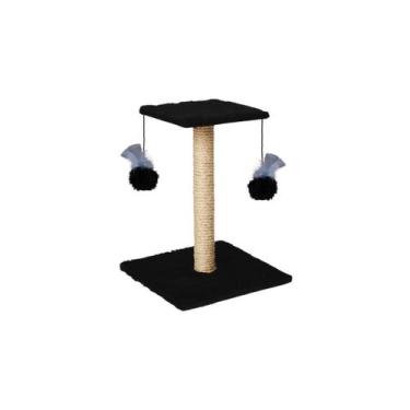 Imagem de Arranhador para gatos poste com brinquedo duplo preto - Generico, 40CM