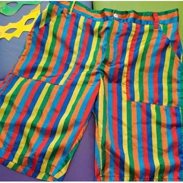Imagem de Bermuda masculina adulto listras coloridas carnaval - Bazarfantasia 