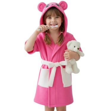 Imagem de Toalha Roupão Infantil Bebe Criança Piscina Capuz Bichinho - - anjo da