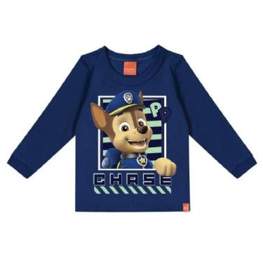 Imagem de Camiseta Manga Longa Infantil Menino Patrulha Canina Azul-Tamanho 6 - 