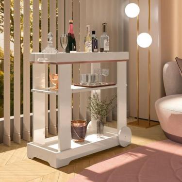 Imagem de Carrinho Bar com Rodizios com Fita Metalizada Rose - Artely