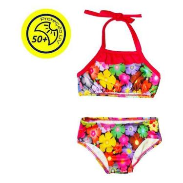 Imagem de Biquini Infantil Moda Praia Verão Florido Proteção Uv50 1ao7 - ANJO DA