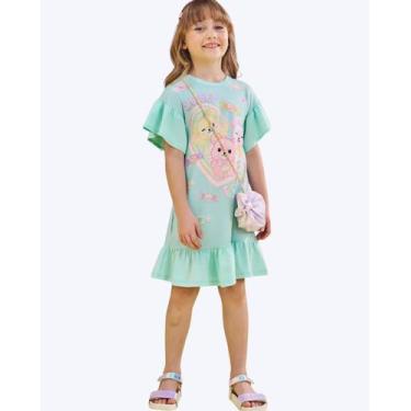 Imagem de Vestido em Meia Malha Ursinho Acompanha Bolsa Infantil Feminino Infant