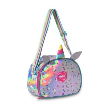 Imagem de Lancheira Bolsa Térmica Unicórnio Holográfica Escolar/Passeio Juvenil/