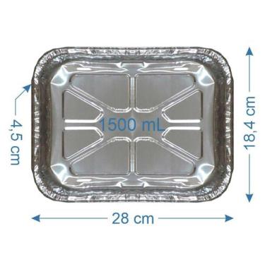Imagem de 100 Bandeja De Alumínio Marmitex 1500ml com Tampa - Térmica