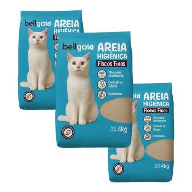 Imagem de 3 Areia Higiênica Bell Gato Flocos Finos - 4kg