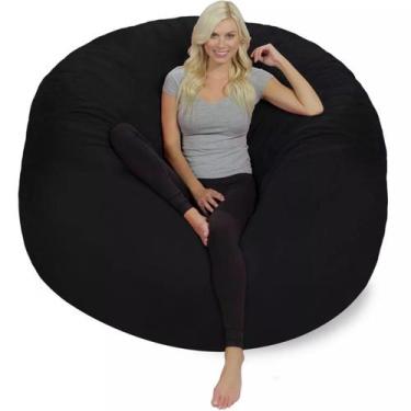 Imagem de Puff Gigante Redondo 140x50 Em Suede Preto Premium Com Enchimento - Be