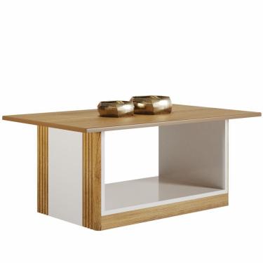 Imagem de Mesa de Centro Valdemóveis Pérola com tampo em MDF pés com rodízios Cinamomo OFF White