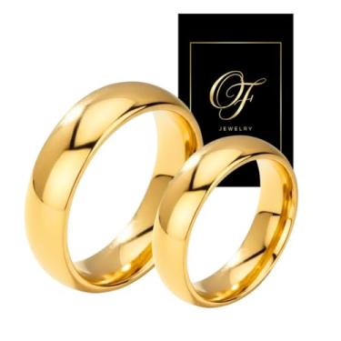 Imagem de Par de Alianças de Casamento Noivado Premium 6mm Lisas Extra Luxo Banhada a Ouro 18k Original