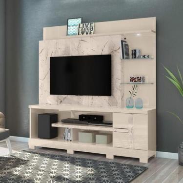 Imagem de Home Theater 181,5cm TV Até 55 com Pés Alan Madetec, Calacata / Off Wh