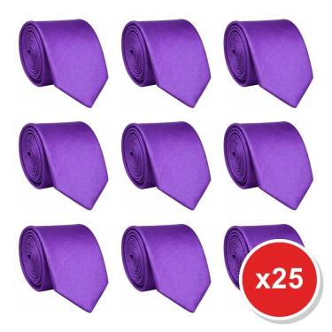 Imagem de Kit 25 Gravatas Masculina Social Slim Premium Tons de Roxo Lisa Elegante Padrinhos Formatura Trabalho