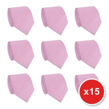 Imagem de Kit 15 Gravatas Social Tons de Rosa Masculina Slim Lisa Padrinho Casamento Noivo Trabalho Congresso