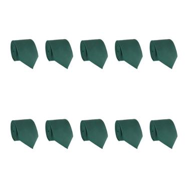 Imagem de Kit 10 Gravatas Masculina Social Slim Premium Tons de Verde Lisa Elegante Padrinhos Formatura Trabalho