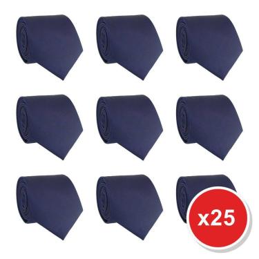 Imagem de Kit 25 Gravatas Masculina Social Slim Premium Tons de Azul Lisa Elegante Padrinhos Formatura Trabalho