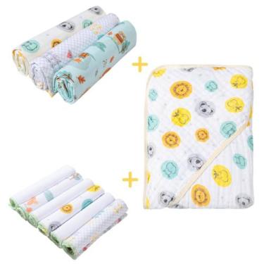 Imagem de Toalha de banho soft+ paninhos de boca c/6 un +cueiros flanelados c/3 