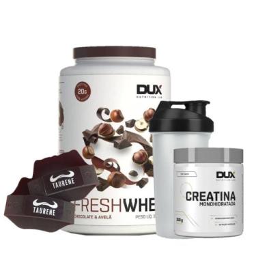Imagem de Fresh Whey Isolado Belga 900g Creatina e Luva + Coqueteleira Dux - Dux