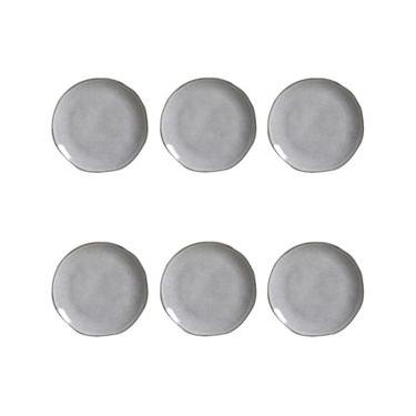 Imagem de Conjunto de Pratos de Sobremesa Orgânico Concreto 6 Peças Cerâmica Cinza Porto Brasil
