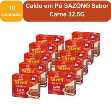 Imagem de Kit 10 Unidades Caldo em Pó SAZÓN Sabor Carne 32,5G