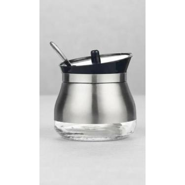 Imagem de Açucareiro Inox C/ Tampa E Colher Redondo 9cm - Congratulations Store