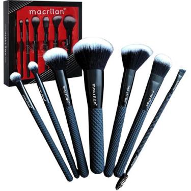 Imagem de Kit Macrilan Noir ED009 com 7 Pincéis Profissionais Preto Fosco
