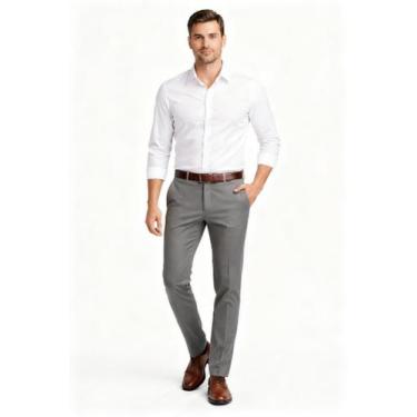 Imagem de Calça social masculina Oxford cinza - Superior, Cinza, 36