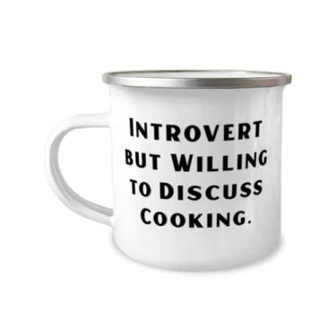 Imagem de Presentes de cozinha para amigos, Introvert, mas discutir cozinhando, sarcasmo cozinhando 355 ml Caneca para campista