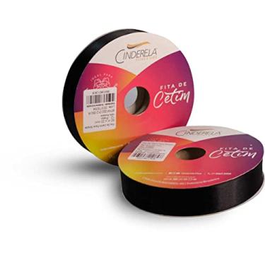 Imagem de Cinderela Fitas Fita de Cetim Simples Face, 22 mm, Preto, Rolo de 50 metros