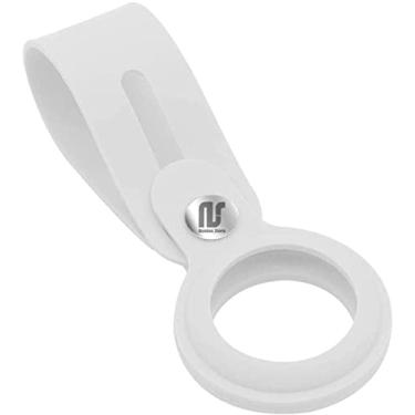 Imagem de Nandos-Store - Capa AirTag compatível com Apple AirTags - Capa protetora de silicone antiarranhões para chaveiro, mochilas, localizador de carteira - NSmart_store (Airtag 2021, Branco)