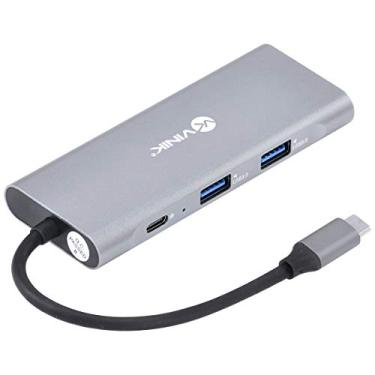 Imagem de HUB USB TIPO C/TYPE C 7 EM 1 COM 3 USB 3.0 + LEITOR DE CARTAO SD/TF + HDMI + TIPO C COM POWER DELIVERY (PD) 60W -HC-7