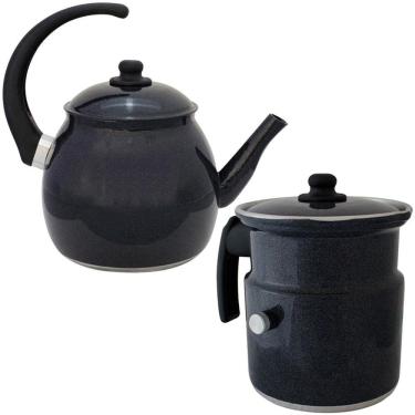 Imagem de Kit Chaleira E Leiteira Gulê Alumínio 2 Peças Grafite