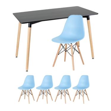 Imagem de KIT - Mesa retangular Eames 60 x 120 cm preto + 4 cadeiras Eiffel DSW