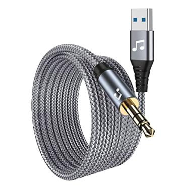 Imagem de BOIOT Adaptador USB de 1,5 m para conector de áudio de 3,5 mm, cabo de áudio estéreo AUX USB 2.0 para 3,5 mm, compatibilidade com laptop, alto-falante, suporte a janelas, não aplicável a portas USB de