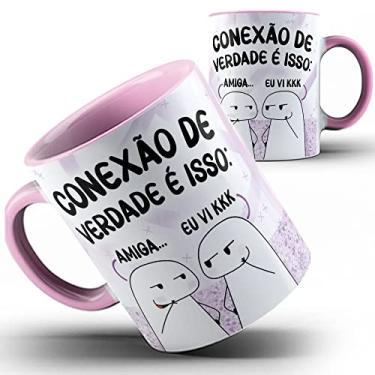 Imagem de Caneca rosa Flork Conexão de verdade amiga