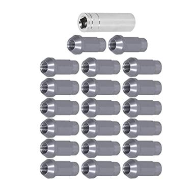 Imagem de substituição para 2006-2019 fusão,20 peças porcas de roda m14x1.5, foco 2000-2019, rosca 2 polegadas de altura 7075-t6 alumínio através de porcas de travamento de furo(Titanium)