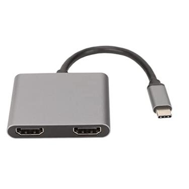 Imagem de Asixxsix Adaptador USB C para HDMI duplo, adaptador USB C para monitores duplos 4K 60HZ com 2 estações de ancoragem HDMI de alumínio, portátil, USB C, Hdmi, divisor de tela estendida para telefones celulares e laptops