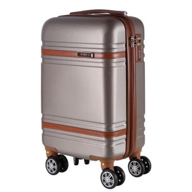 Imagem de Mala de Bordo para Viagem em ABS Yins 21068 Rodas Duplas Cadeado Integrado Tam PP - Champagne