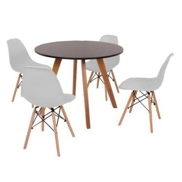 Imagem de Mesa Inês 100cm Preta + 4 Cadeiras Eames Eiffel - Cinza - Made Moveis