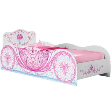 Imagem de Cama Infantil Móveis Estrela Carruagem – Branco / Rosa