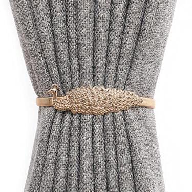 Imagem de Alça de cortina de mola de metal vento nórdico alça de cortina de decoração de janela de folha suportes de cortina tiebacks, T1,2 PCS