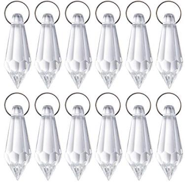 Imagem de Gotas de contas de vidro de cristal, 30 peças de 38 mm lustres pingentes de cristal gotas contas de vidro transparente conectadas com 100 peças de anéis de salto de aço inoxidável de 14 mm para decoração de festa de casamento de Natal