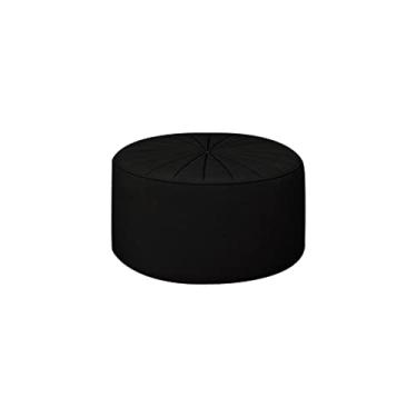 Imagem de Puff Decorativo Sala De Estar Round Veludo Preto G45 - Gran Belo