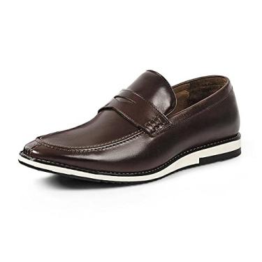 Imagem de Sapato Casual Masculino Loafer Couro Legítimo Italy Reverso - 1104 - Tabaco Tamanho:42;Cor:Marrom
