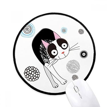 Imagem de DIYthinker Tapete de rato de gato fino fofo desenho animal desktop escritório tapete redondo para computador