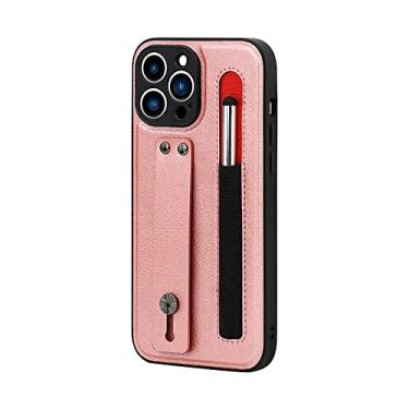 Imagem de Alça de pulso fosco se encaixa no estojo fino para iPhone 14 13 12 11 Pro Max Capa resistente a quedas, ouro rosa, para iPhone 13 pro max