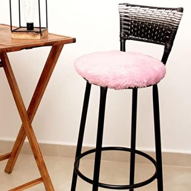 Imagem de Capa para Assento de Banqueta de Cozinha Felpuda Pelo Curto (Rosa)