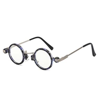 Imagem de Óculos de sol redondos vintage para mulheres, óculos de sol steampunk para homens com caixa, óculos de sol pequenos, demi branco, com caixa