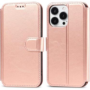 Imagem de MAALYA Capa carteira para iPhone 13Mini /13/13 Pro/13 Pro Max, capa flip de couro PU magnético com suporte de cartão de crédito TPU à prova de choque (Cor: Rosa, Tamanho: 13pro max 6,7 polegadas)