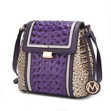 Imagem de MKF Bolsa transversal feminina – Bolsa de couro PU – Bolsa carteiro lateral de designer, cruzada nos ombros, Jamilah Violet