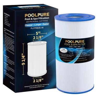 Imagem de POOLPURE O filtro de spa PRB35-IN substitui Unicel C-4335, Guardian 409-219, Filbur FC-2385, 03FIL1300, 17-2482, 25393, 303557, 817-3501, R173431, 35 pés quadrados, 5 X 9 Ofurô Filtro, 1 pacote